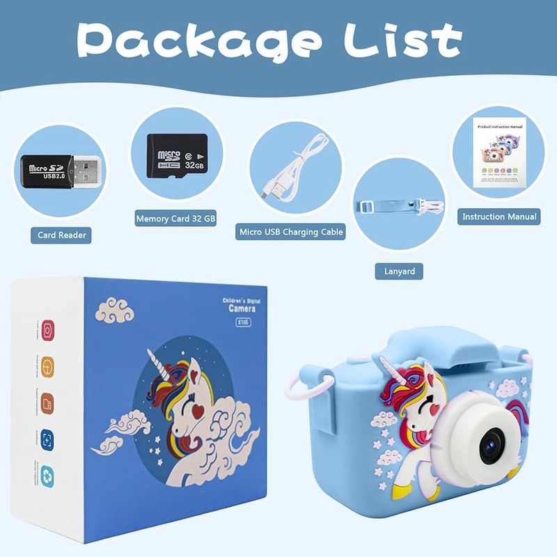 Fishlead Mini Cámara Fotográfica para Niños, Cámara Digital para Selfies