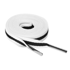 Allegra K Colorful Color Block Stripe Canvas Shoe Strings Flat Shoelace for Sneaker 2 Pairs 120cm/47.24" White-Black-White