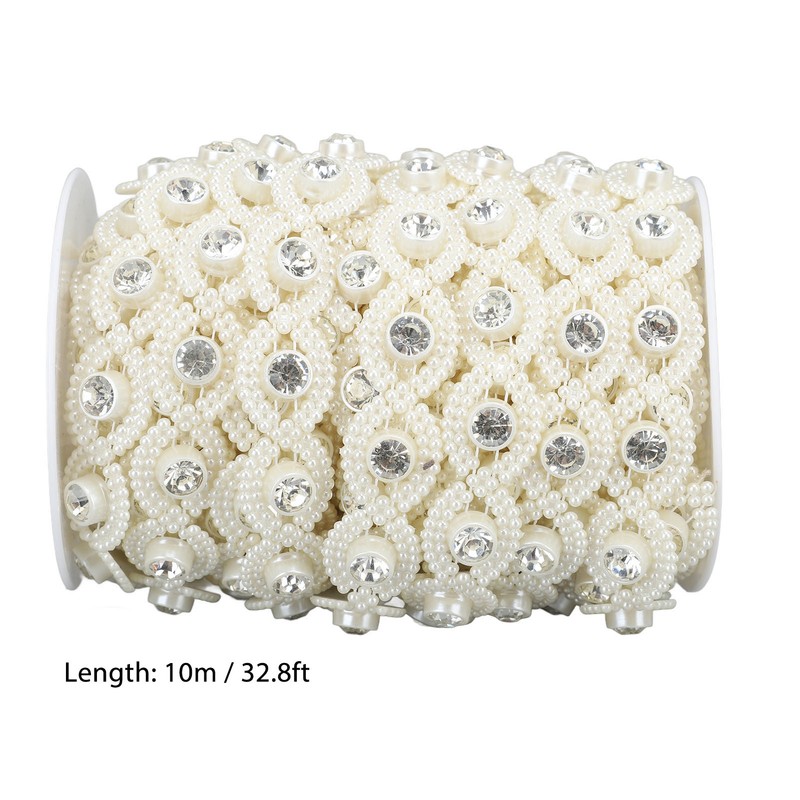 Bead Chain String Half Side Flatback DIY Imitation Pearl String