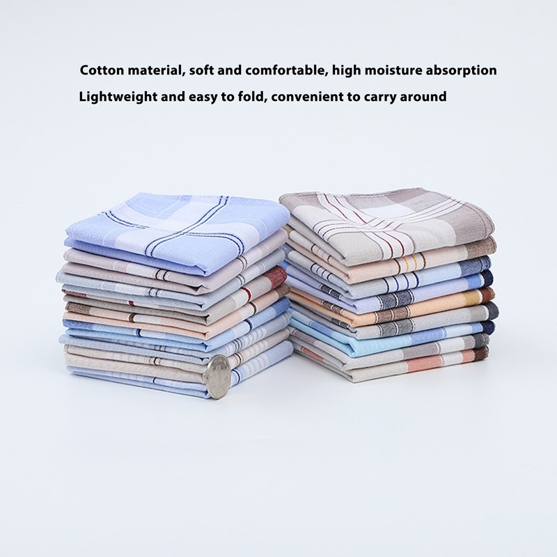 12 Pcs 40cm Cotton Men Handkerchiefs Elderly Handkerchief Sweat Absorbent