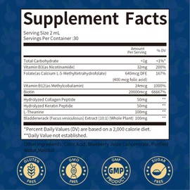 Liquid Biotin & Collagen Drops 20,000mcg--High Potency Hair Growth Vitamin Support - Biotin and Liquid Collagen Supplement for Women & Men - Glowing Skin Support, Healthy Hair & Nail Growth - 4 Fl Oz