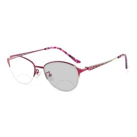 laureles /Fotocromático Bifocal Gafas de Lectura de las Mujeres Gafas de Sol de la Moda de Transición Marco de Metal Presbicia Mujer, Púrpura/Ombre Force., 0.00/+1.50 Magnification