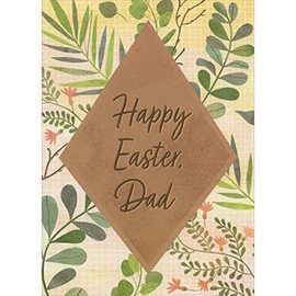 Designer Greetings Brown Diamond Shaped Banner Over Green and Blue Vines Easter Card for Dad