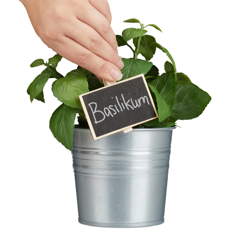 Relaxdays Set of 20 Reusable Blackboard Clips with Chalk Plant