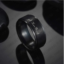 Blowin Romantic Black Stainless Steel Mens Ring Her Buck Elk Promise Ring Engagement Wedding Band for Valentines Anniversary (His Size 8)