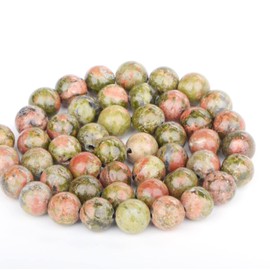 Bymitel 60 pcs Natural Genuine Real Round Loose Stone Beads Gemstone Spacers for Charm DIY Jewelry Making 15.5" per Strand 6mm (Unakite Jasper, 6mm)