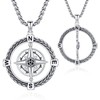 DRINSPER Compass Necklace for Women Men 925 Sterling Silver Celtic