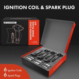 A-Premium Ignition Coils and Spark Plugs Kits Compatible with Ford F-150 F150, Explorer, Edge, Mustang, Taurus, Flex, Transit-150, Transit-250 & Lincoln MKX, MKT, Continental, 3.5L 3.7L, Set of 6