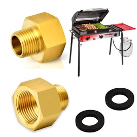 Gas Hose Adapter Set, Gas Hob Adapter 1/2 to 1/4, Gas Hose Connector, Adapter Gas Stove Made of Copper Transition, Thread Adapter, for Gas Cooker, Stool Cooker, Camping Stove, 2 Pieces