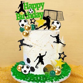 31 Pcs Fußball-Kuchendekorationen,Fußball-Kuchenaufsätze,Fußball Geburtstagsdekorationen für Jungen Fußball-Sport-Thema Kuchen Cupcake-Dekorationen für Kinder,Jungen,Männer