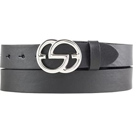 BELTINGER Emil Women's Belt Made of Full Cowhide Leather, 3 cm, Slim Leather Belt for Women, 30 mm, Shiny Silver, black, silver