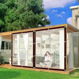 Waterproof Clear Tarp - with Grommets 5x6ft, Tarpaulin Transparent of Firewood/Camping Rain Plastic Tarps, Chicken Coop Cover/Dog Kennel Roof Canopy Outdoor