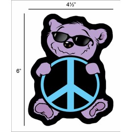 Peace Sign Bear - Postcard Sized Vinyl Sticker 5.5" x 4.25"