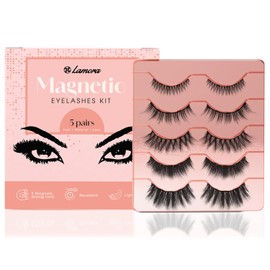 Lamora Magnetic Eyelashes Set - Soft, Cruelty-Free, Easy to Use Reusable Fake Eye Lashes, No Glue, Natural & Dramatic Looking Magnetic Lash Kit, For Any Occasion, Loved by Makeup Pros & Beginners