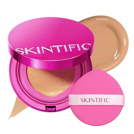SKINTIFIC Cover Glow Perfect Cushion Foundation – Natural Radiant Finish, Medium-to-High Buildable Coverage, Hydrating Peptide Complex, Lightweight for Dry & Combination Skin, #04 Beige