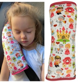 HECKBO Princess Prince car Seatbelt Pillow for Children - Machine Washable - Girl boy Kids Children Soft car seat Belt Cover Sleeping Pillows Protection car Travel Pillow Cushion Vacation