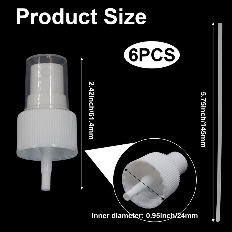 Waziaqoc 6PCS Spray Bottle Top, Nozzle Sprayer Tops Replacement, 24mm