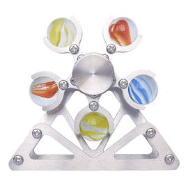 DMaos Ferris Wheel Fidget Spinner, Kinetic Desk Toys Spin with Stand, Metal Stainless Steel Smooth Bearing, High Speed Colorful Marble Rainbow, Premium Gift Figit Toy for Adults Kids - 10 Balls
