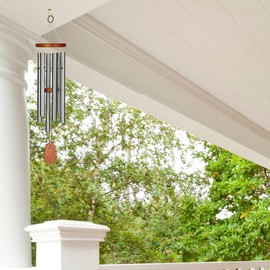 Woodstock Chimes Amazing Grace Wind Chime for Outside 24" Medium Silver,Outdoor Decor for Patio, Porch, Garden, Memorial Gift for Loved Ones AGMS
