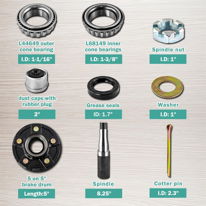 JADODE Trailer Idler Hub Kit 3500 lbs with 5-5" Bolt