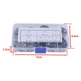 SBRRAIL 330pcs Internal Tooth Star Lock Washer Assortment Kit 7 Size Stainless Steel Quick Speed Push on Locking Washer M3 M4 M5 M6 M8 M10 M12 Metric Clips Retaining Washers