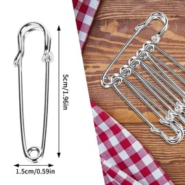 Fidqiog 30 Pack Large Safety Pins (2"), Heavy Duty Locking Clasp Pins, Rustproof for Clothing, Leather, Hijab & Crafts