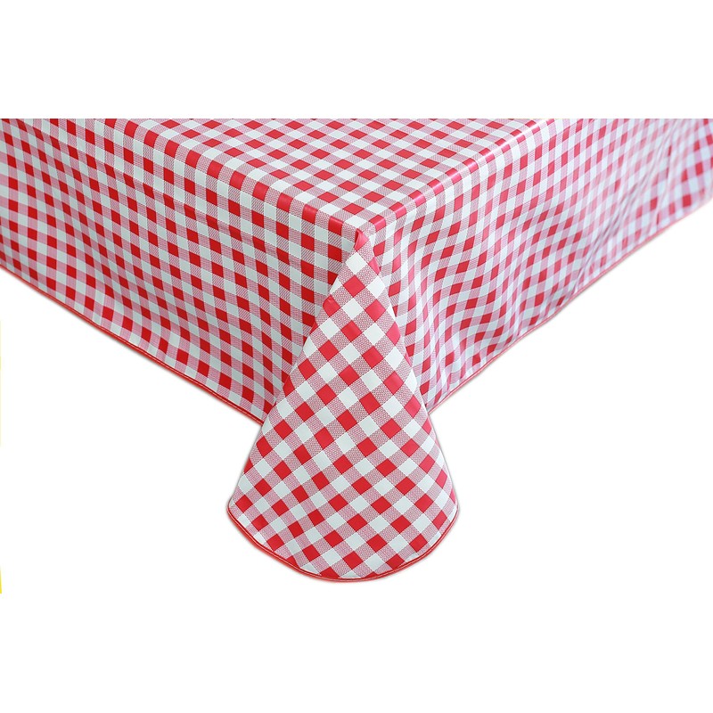 Oilcloth Tablecloth Washable Square 140 x 240 cm Checked Red