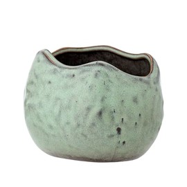 Bloomingville Green Stoneware Flowerpot, Part of the Pennie Collection, Organic Shaped Pot with Shiny Glaze, Great for Home Gardening, L16.5xH11xW13 cm, Slight Colour Variations May Exist, 82060776