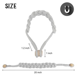 BEL AVENIR Curtain Tiebacks Magnetic Woven Curtain Holdback Drapery Tie-Back (Silver New- 4Pack)