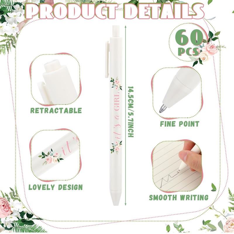 Kisston 60 Pcs Baby Shower Pens Party Favors Gifts Bulk