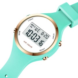 Women LED Display Elecreonic Watch Fashion Chrono Alarm Digital Clock Woman Outdoor Sport Wirstwatch (Green)