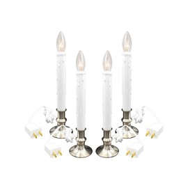 Daily Timer Window Candle 8/16 hrs Heavy Brush Nickel Base, New Heavy Base Version, UL Listed, 4 Pack with 2 Extra Replacement Bulbs(Brush Nickel, 4)