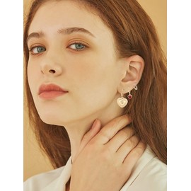 5 Pcs Gold Heart Hoop Earrings Set For Women Rhinestone Red Love heart Earrings Long Chain Red Bead Earring Set (5 Pcs Gold Heart Earrings5 Pcs Gold Heart Earrings)