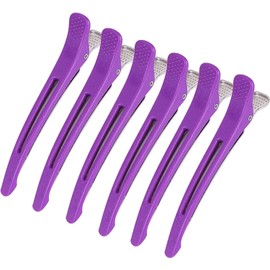 Giitoo Dakar Professional Hairdresser Professional Hair Clips Non-marking with Non-Slip Rubber (6 Pieces, Purple)