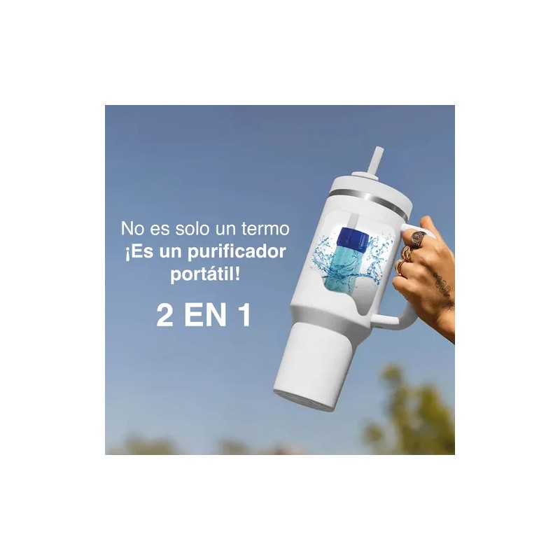 Termo Purificador Filtro De Agua Portable 1.2lts Diseño 2en1