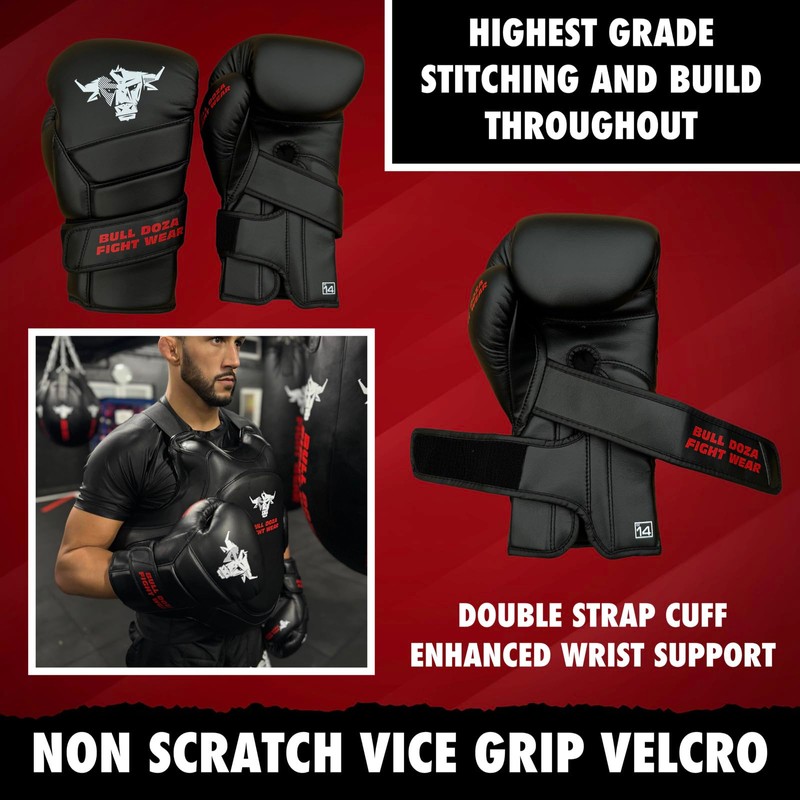 Pair of Bull Doza 14oz Boxing Gloves Built-In Wrist Support