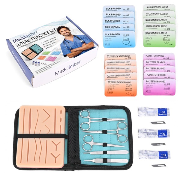 Medclimber Complete Suture Practice Kit (30 Pieces) for Medical Students,