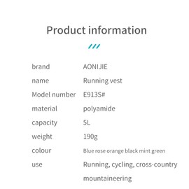 AONIJIE 5L Outdoor Sport Multifunctional Camping Backpack Cycling Running Climbing Hiking Hydration Vest Pack (Blue-only Vest, OneSize)