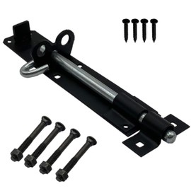 Lockable Sliding Bolt | Brenton Pad Bolt | 200mm / 8 Inch | Black Powder Coating | Pack of 1