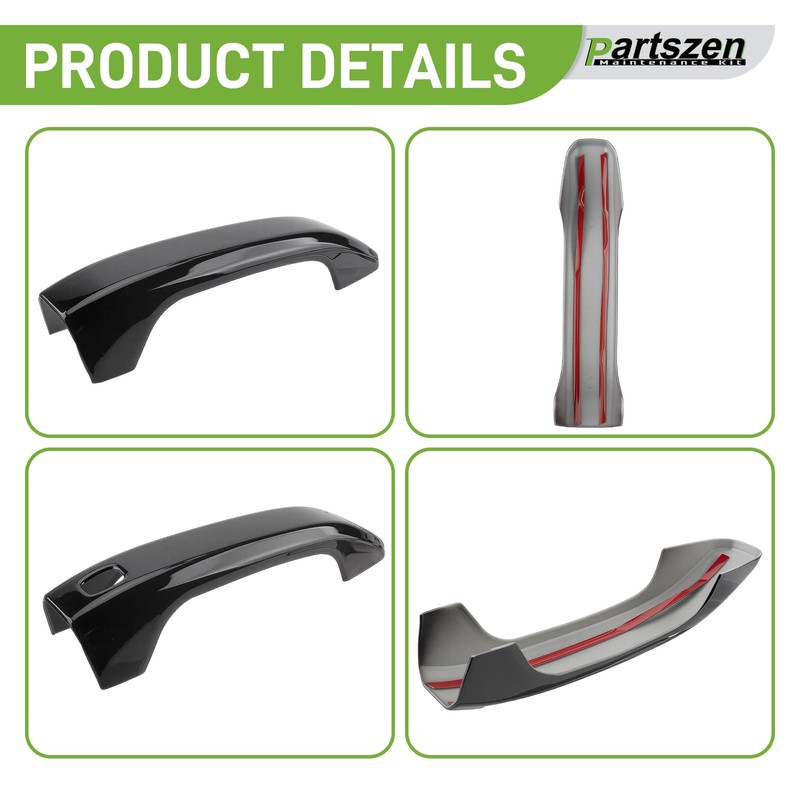 partszen Door Handle Cover Fits Gloss Black for GMC Sierra