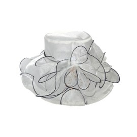 Women Ladies Organza Fascinator Hat Evening Tea Party Hat Wedding Hat Ascot Race Hat Church Hat Flapper Pillbox Hat Wide Brim Sun Hat Travel Beach Hat (UK, Numeric, 7, 7 1/4, White)