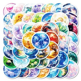 50Pcs Magic Crystals Vinyl Stickers,Diamond Graffiti Stickers,Waterproof Sticker for Phone Laptop Bottles Skateboard Computer Phone Luggage Guitar Gifts Sticker for Kids Teens Girls