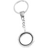 YuanHolumid Silver Crystal Round Floating Glass Locket Memory Keyring Charm
