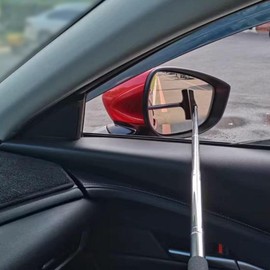 1 PC Car Rearview Mirror Wiper Telescopic Auto Mirror Squeegee 98cm Long Handle Cleaning Tool Glass Mist Cleaner Black - Color: black, Size: 1 PC