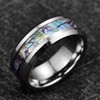 VAKKI Unisex 8mm Abalone Shell Inlay Tungsten Carbide Ring Wedding