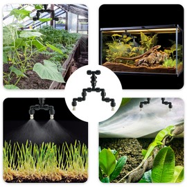 VEXPLO Reptile Terrarium Misting Nozzle 360 Degree Adjustable Reptile Fogger Mist Sprinkler, Dual-Head Black Misting Spray Nozzles for Aquarium Rainforest