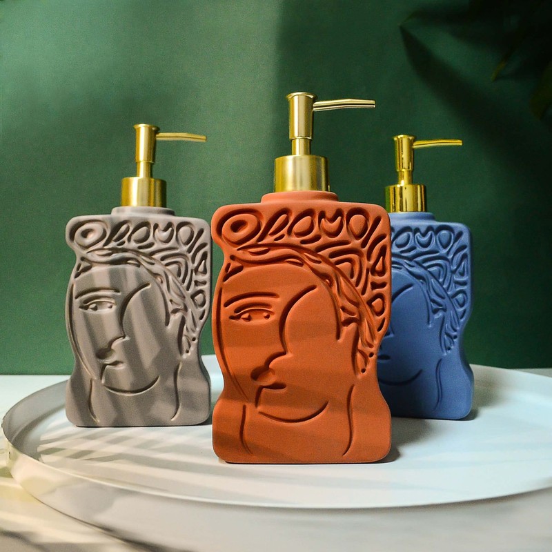 BosilunLife Ceramic Soap Dispenser, Unique Greek Goddess Design, Large Pump