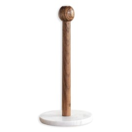 100 North Wide Sturdy Base, Brown/White 14 x 6.5 Inches Marble/Wood Paper Towel Holder