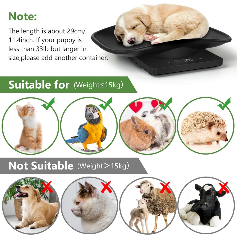 Absdefen Digital Pet Scale, Up to 33.1 lbs (15 kg),