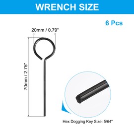 PATIKIL 5/64" Standard Hex Dogging Key, 6 Pack Solid Steel Wrench Door Key with O-Ring Full Loop for Crash Bar, Push Bar Emergency Exit Devices, Black